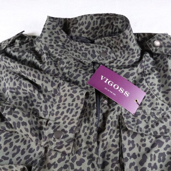Vigoss Leopard Print Anorak Utility Cargo Outfitted Women L Olive Jacket NWT - Picture 3 of 12